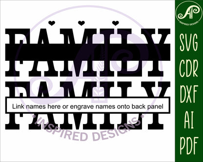 Family word shape name sign SVG / DXF / AI / PDF / CDR design 2