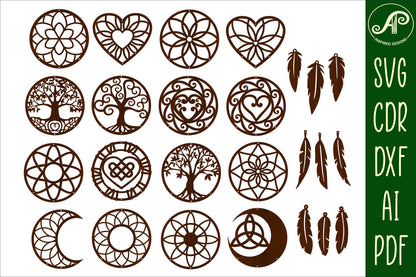 Dreamcatcher wall sign designs bundle  SVG / DXF / AI / PDF / CDR