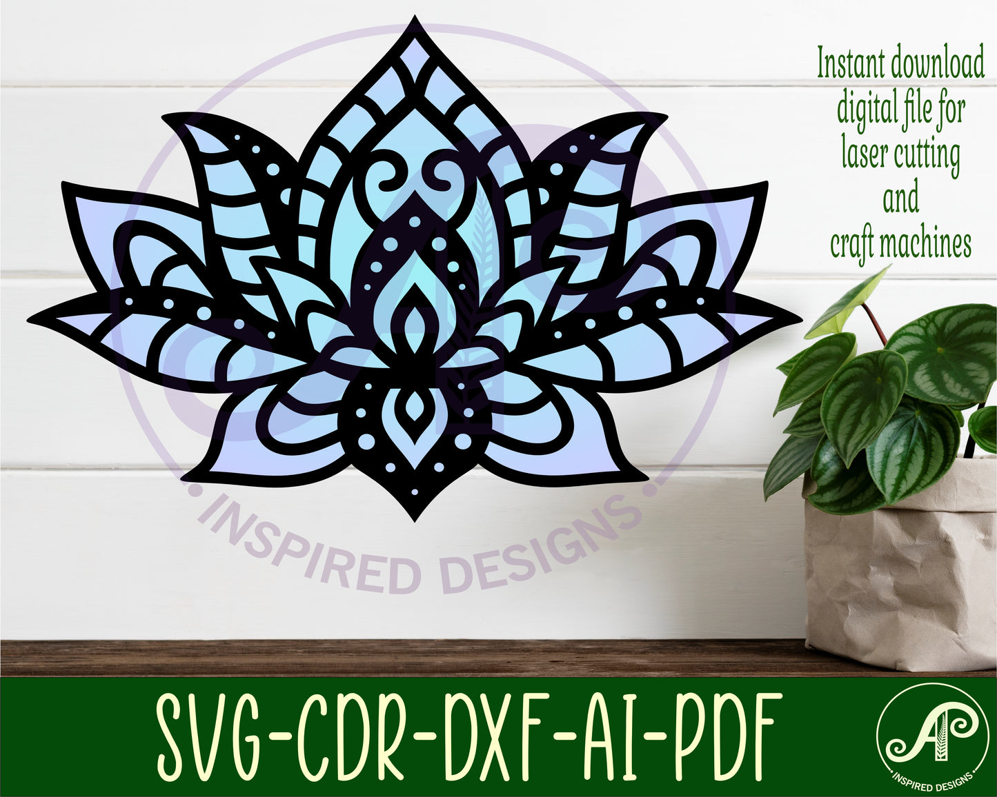 Lotus flower wall sign design SVG / DXF / AI / PDF / CDR