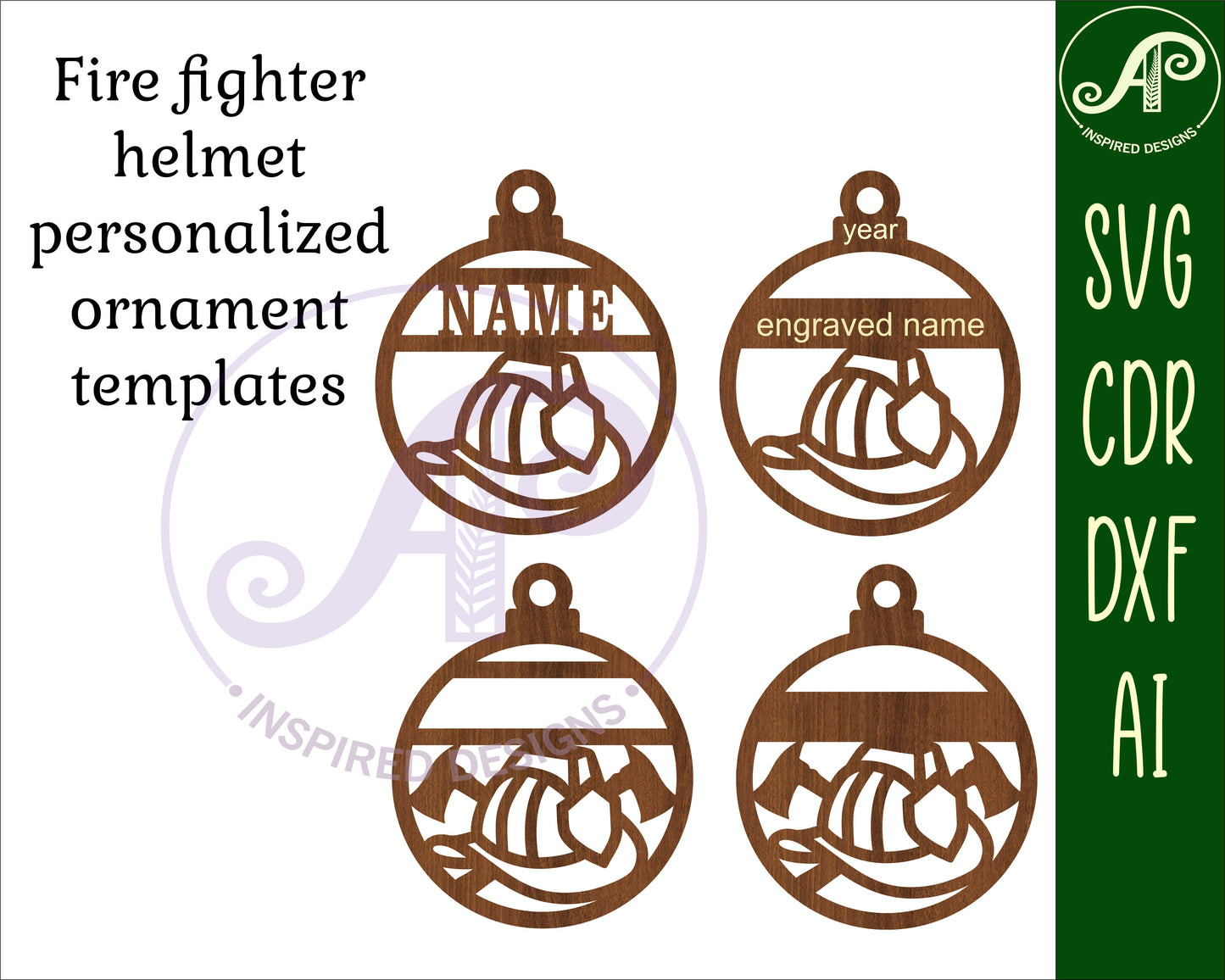 Firefighter hat ornament design SVG / DXF / AI / PDF