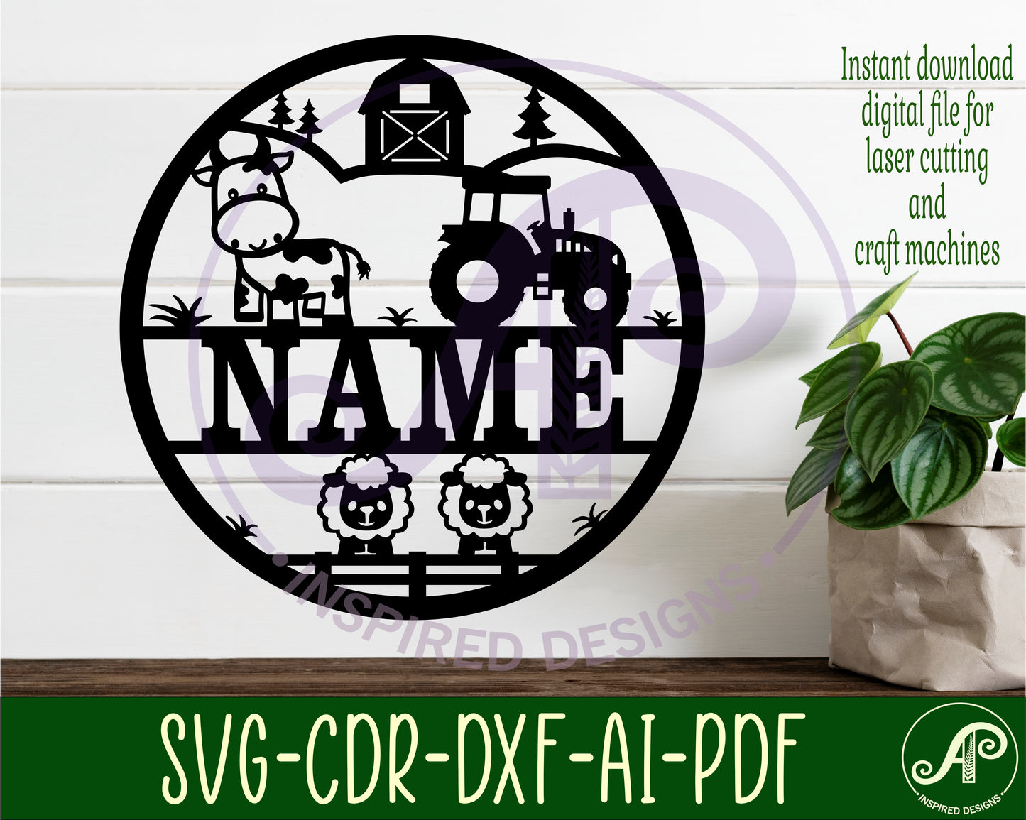 Farm name wall sign. SVG / DXF / AI / PDF / CDR