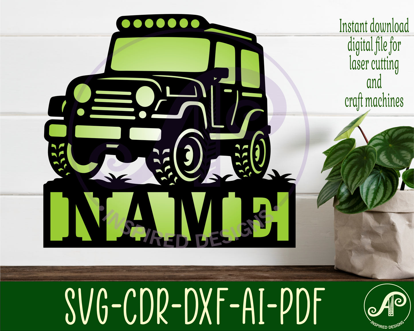 Off road vehicle design shape name sign SVG / DXF / AI / PDF / CDR