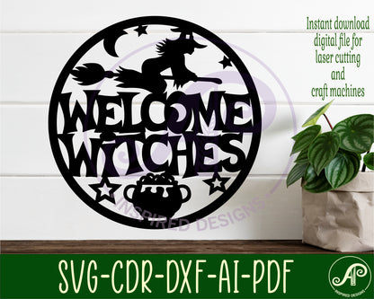 Welcome witches halloween wall sign design SVG / DXF / AI / PDF / CDR