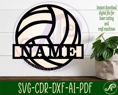 Volleyball shape name sign SVG / DXF / AI / PDF / CDR