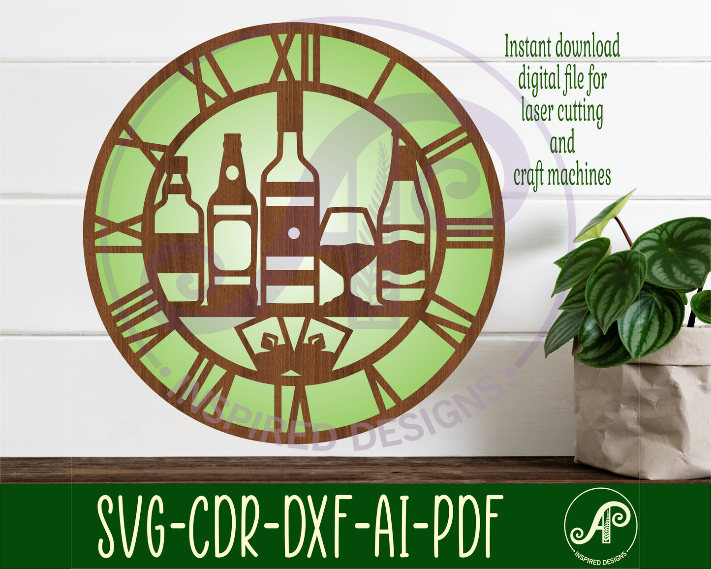 Spirits alcohol wall clock template designs