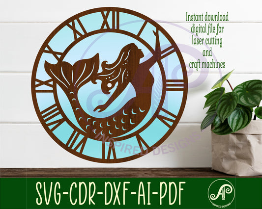 Mermaid wall clock template designs