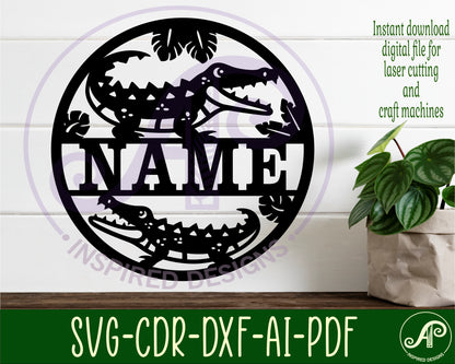 Crocodile name wall sign. SVG / DXF / AI / PDF / CDR