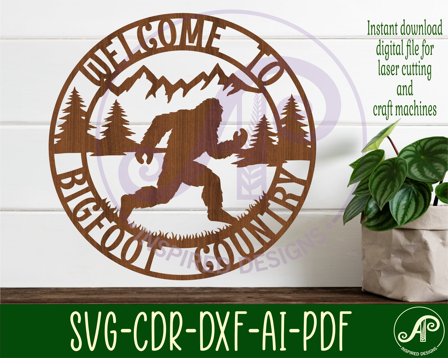 Bigfoot welcome to bigfoot country wall sign design SVG / DXF / AI / PDF / CDR