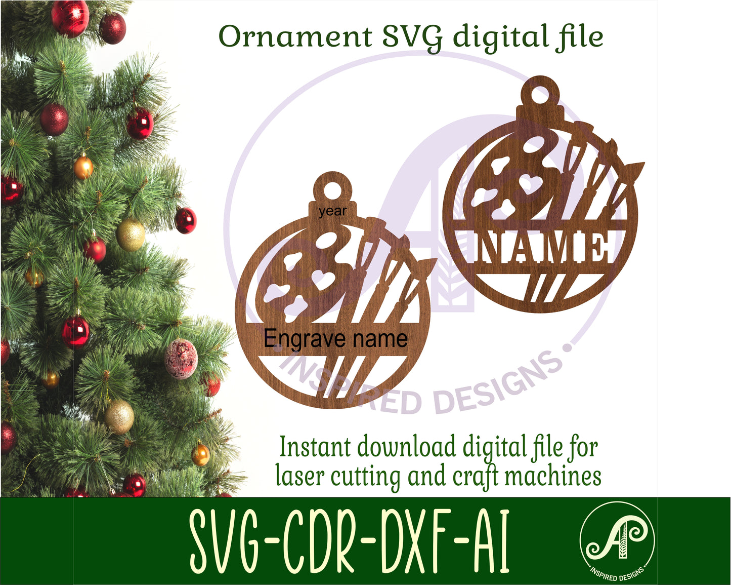 Artist Christmas Ornaments SVG laser cut files