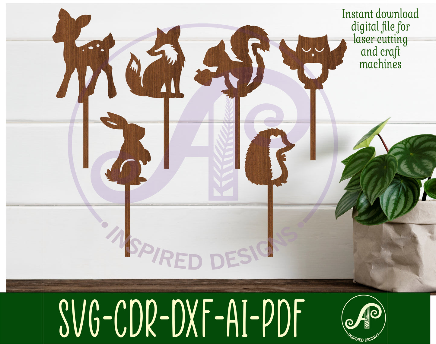 Woodland animal cake topper design SVG / DXF / AI / PDF / CDR