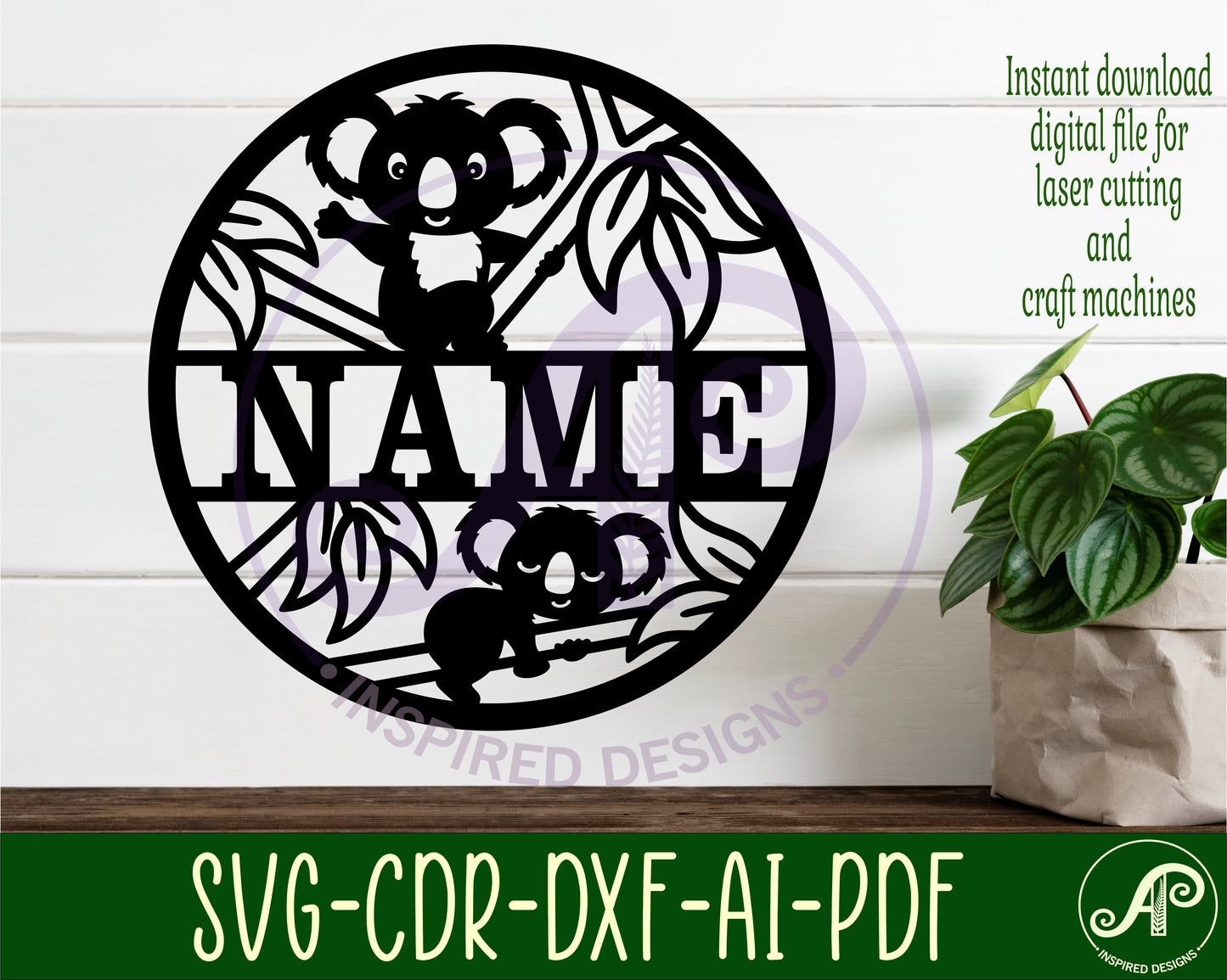 Koala name wall sign. SVG / DXF / AI / PDF / CDR