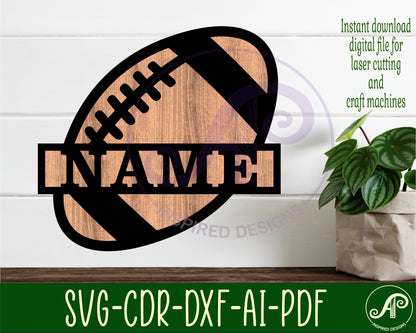 Football / Rugby Ball shape name sign SVG / DXF / AI / PDF / CDR