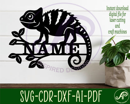 Chameleon name sign SVG / DXF / AI / PDF / CDR