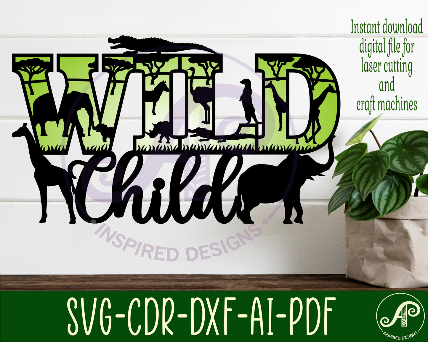 Wild child wall sign design SVG / DXF / AI / PDF / CDR