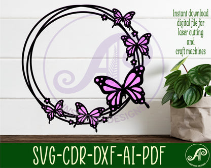 Butterfly wreath wall sign design SVG / DXF / AI / PDF / CDR