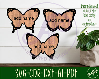 Butterflies outline name signs SVG / DXF / AI / PDF / CDR