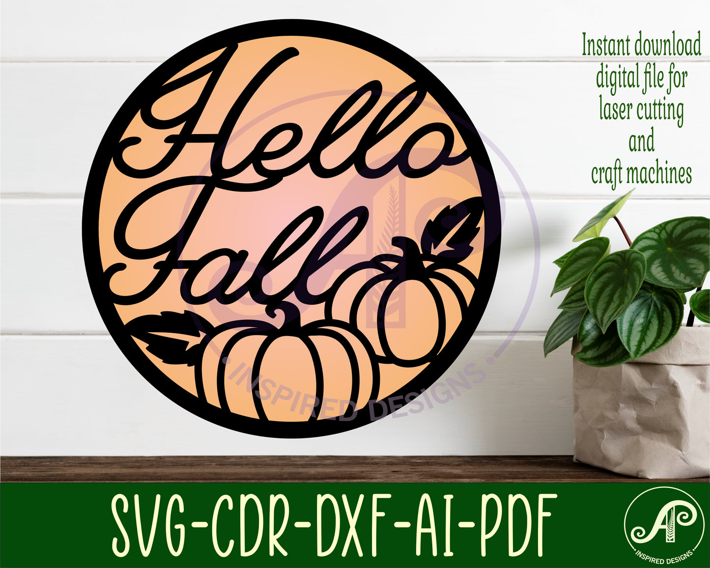 Hello fall wall sign design SVG / DXF / AI / PDF / CDR