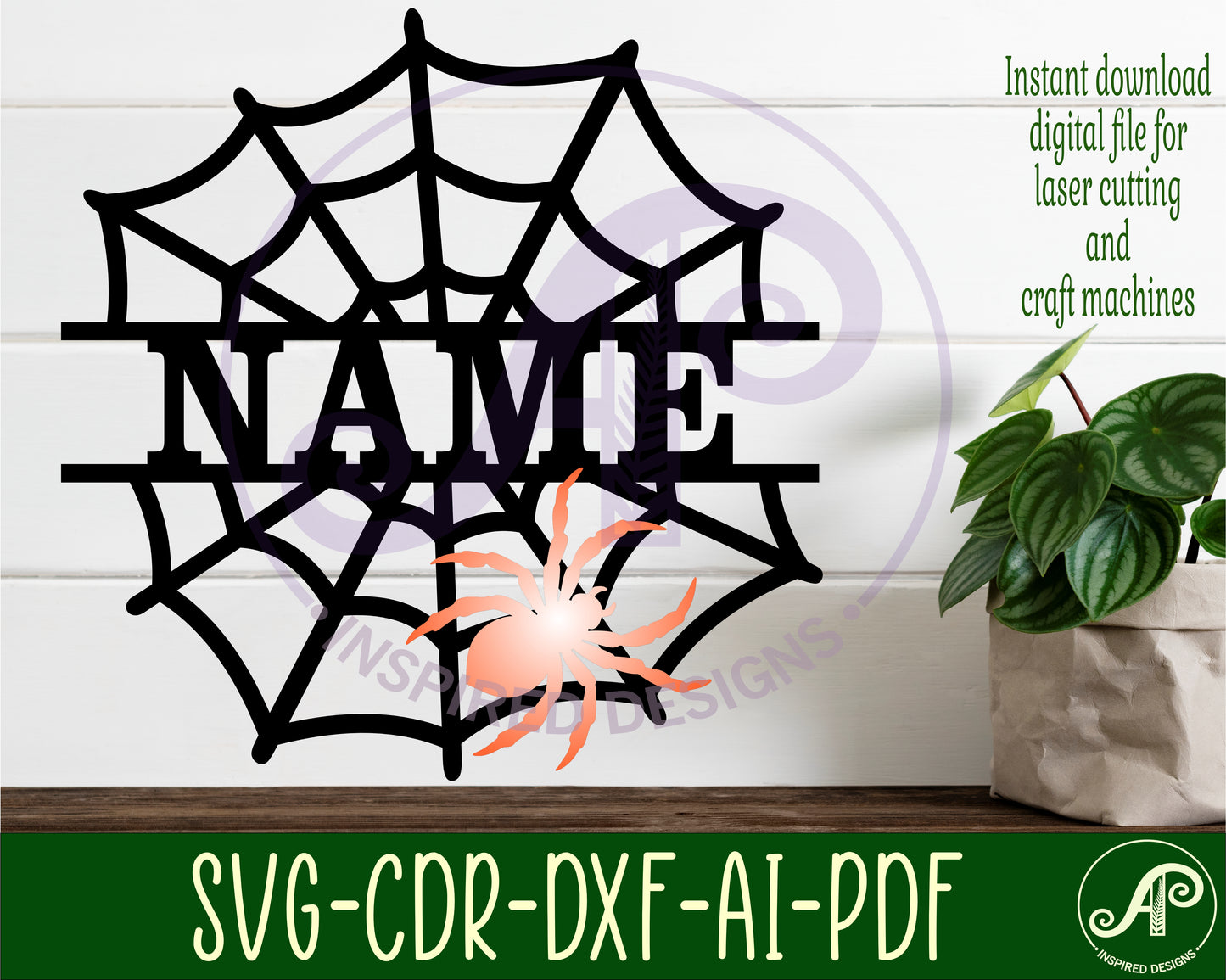 Spider web name sign SVG / DXF / AI / PDF / CDR