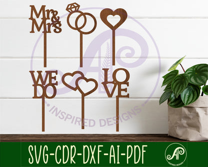 Wedding cupcake topper design SVG / DXF / AI / PDF / CDR