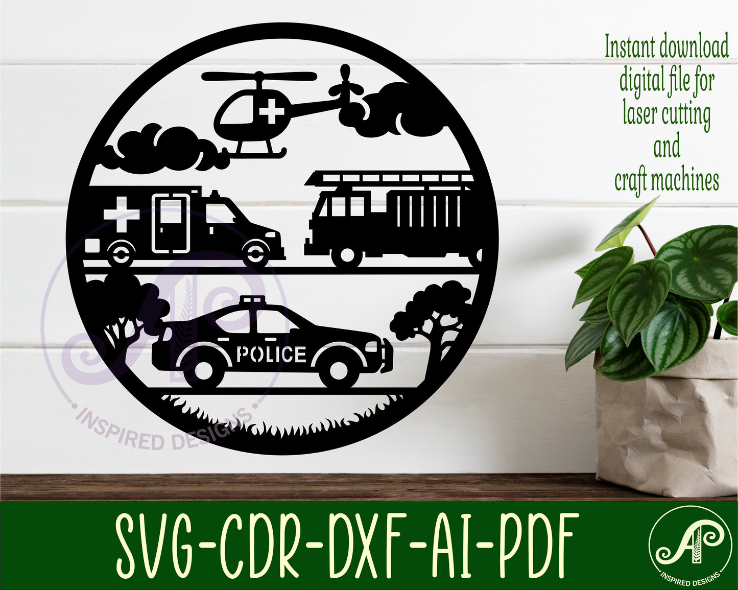 Rescue vehicle wall sign design SVG / DXF / AI / PDF / CDR