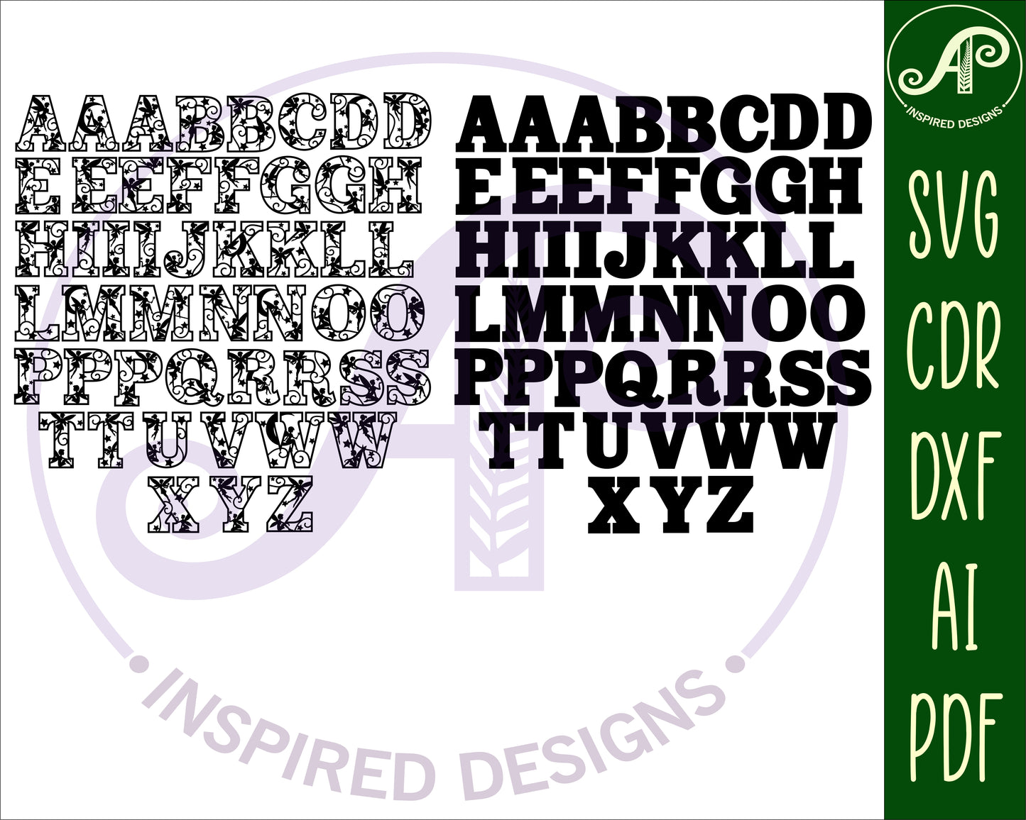 Fairy alphabet letter set. 49 letter options