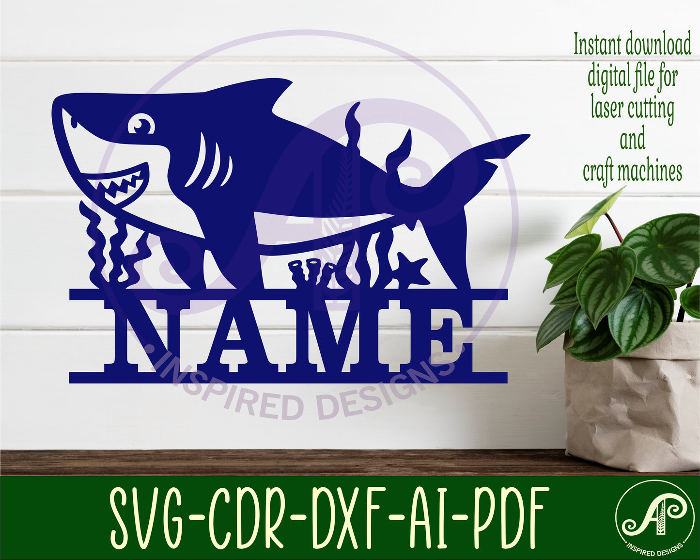 Shark design shape name sign SVG / DXF / AI / PDF / CDR