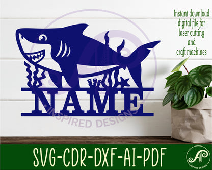 Shark design shape name sign SVG / DXF / AI / PDF / CDR