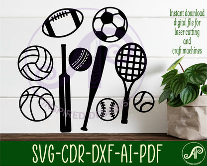 Sports balls designs, 8 silhouette shapes