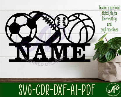 Sports balls shape name sign SVG / DXF / AI / PDF / CDR