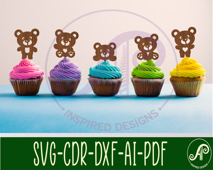 Teddy bear cupcake topper design SVG / DXF / AI / PDF / CDR