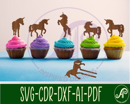 Unicorn cupcake topper design SVG / DXF / AI / PDF / CDR