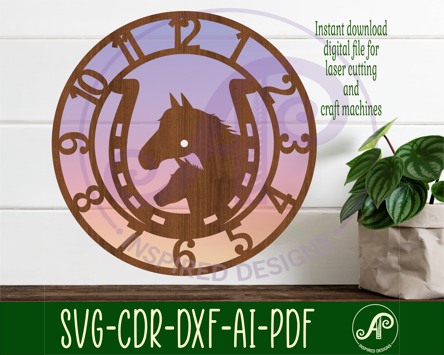 Horse shoe clock template design