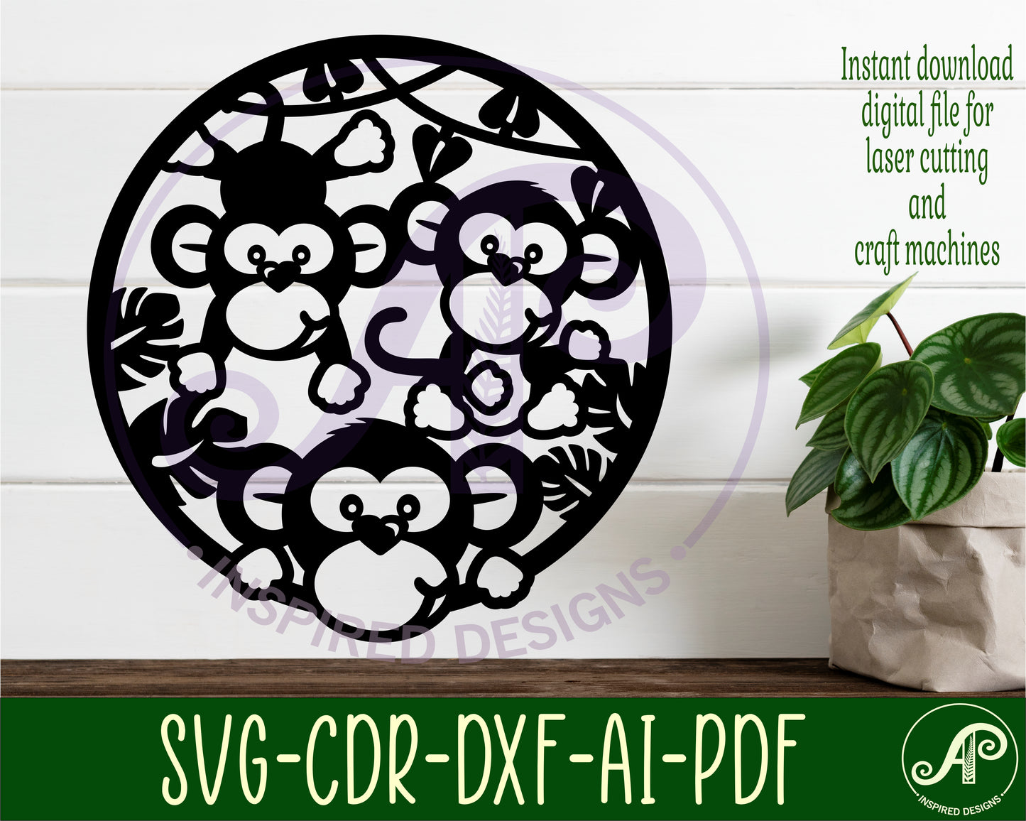 Monkey wall sign design SVG / DXF / AI / PDF / CDR