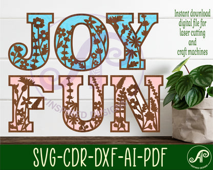 Wild flowers alphabet letter set. 50 letter options