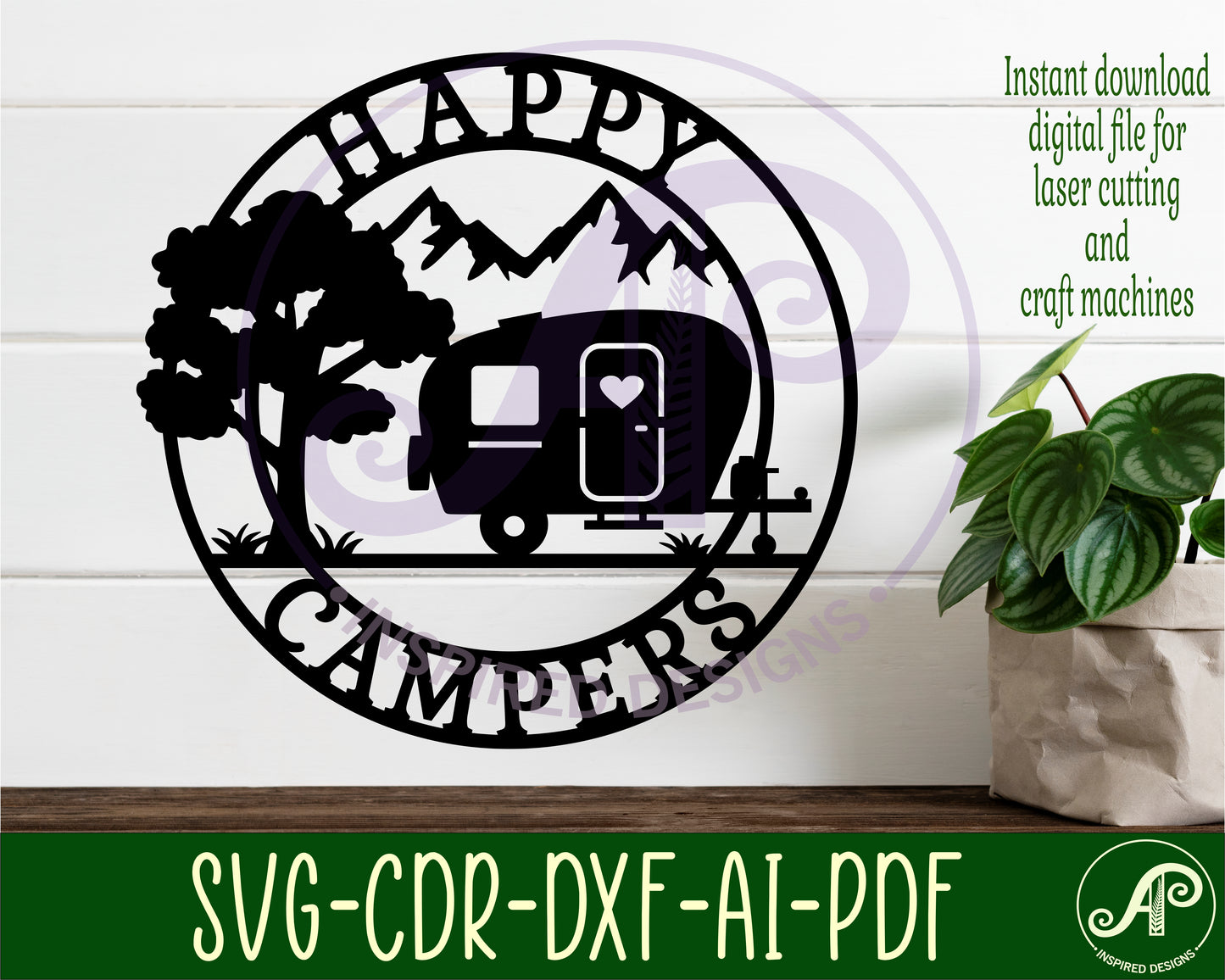 Happy campers wall sign design SVG / DXF / AI / PDF / CDR