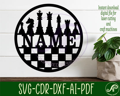 Chess name wall sign. SVG / DXF / AI / PDF / CDR