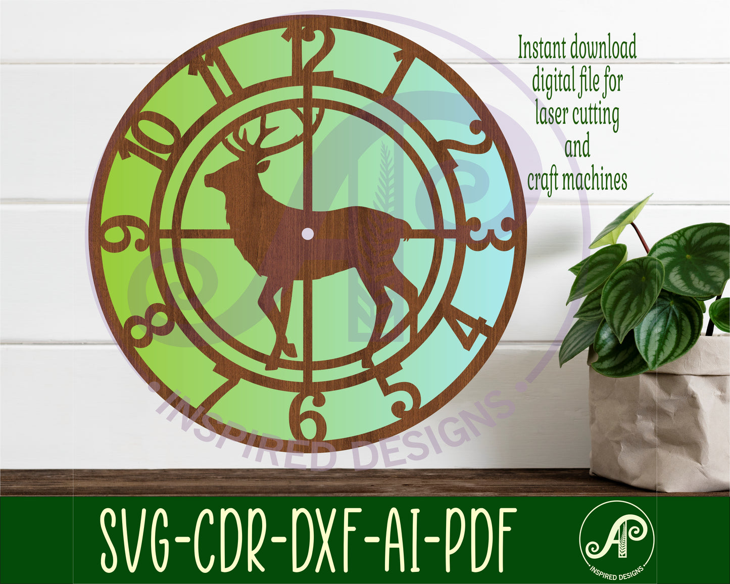 Hunting stag clock template design