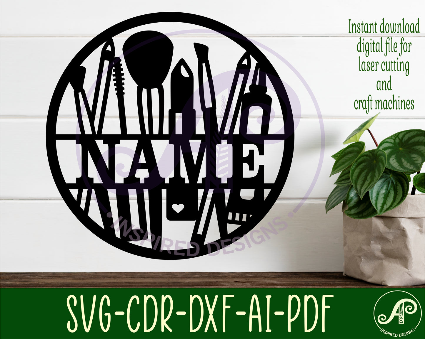 Cosmetics name wall sign. SVG / DXF / AI / PDF / CDR