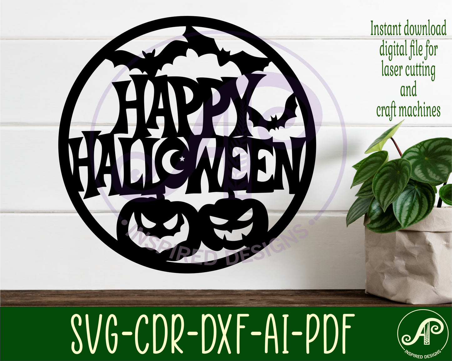 Happy halloween wall sign design SVG / DXF / AI / PDF / CDR