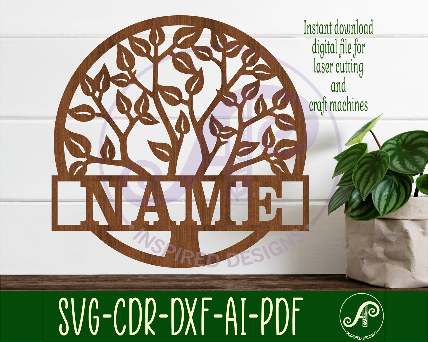 Tree name wall sign. SVG / DXF / AI / PDF / CDR