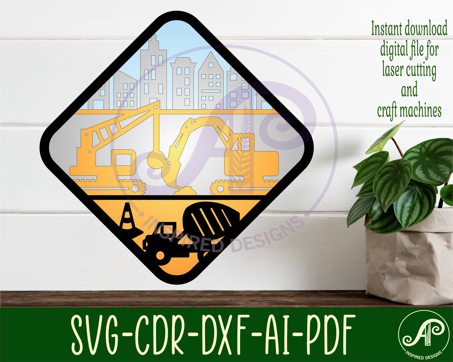 Construction layered wall sign design SVG / DXF / AI / PDF / CDR