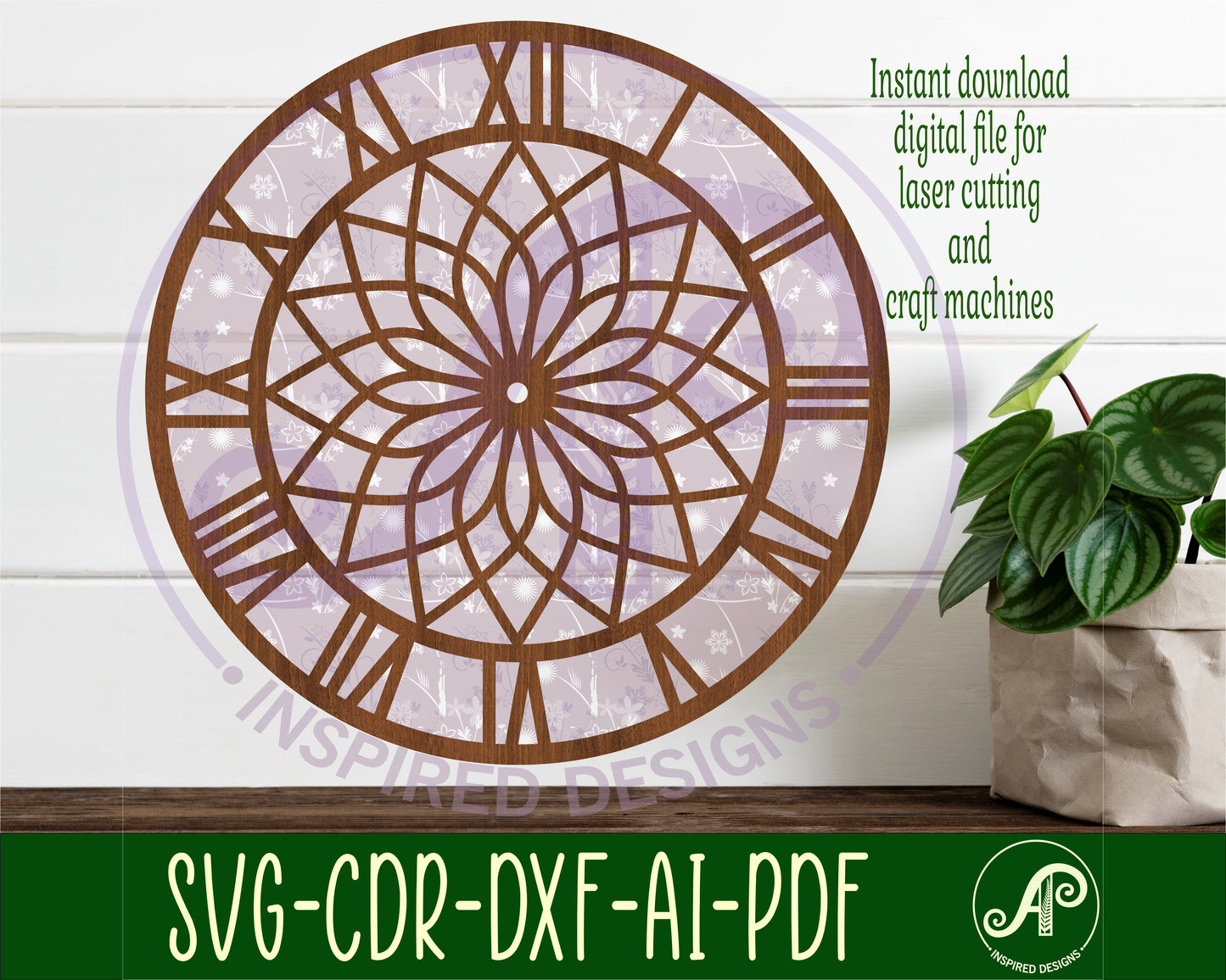 Geometric pattern clock template design 4