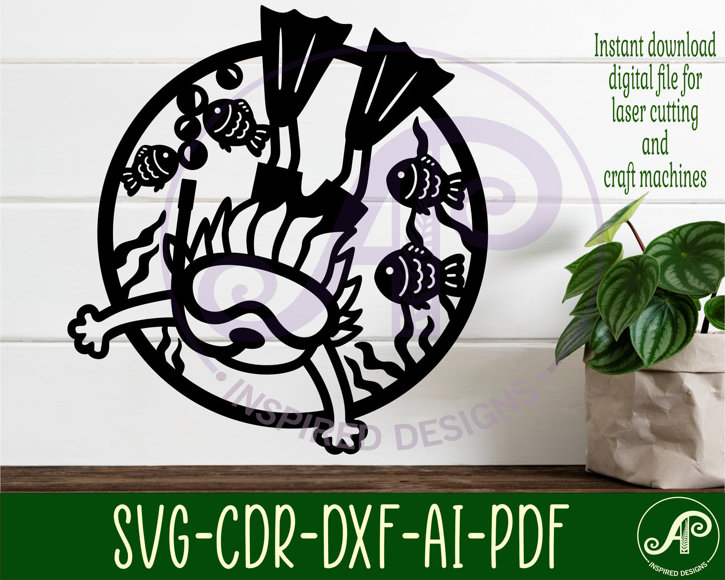 Snorkeling boy wall sign design SVG / DXF / AI / PDF / CDR