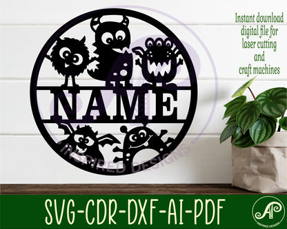 Monsters name wall sign. SVG / DXF / AI / PDF / CDR