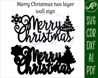 Merry Christmas wall sign design SVG / DXF / AI / PDF / CDR