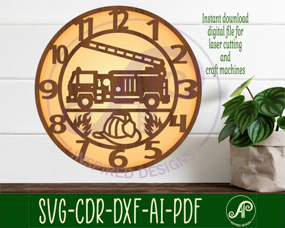 Fire truck clock template design