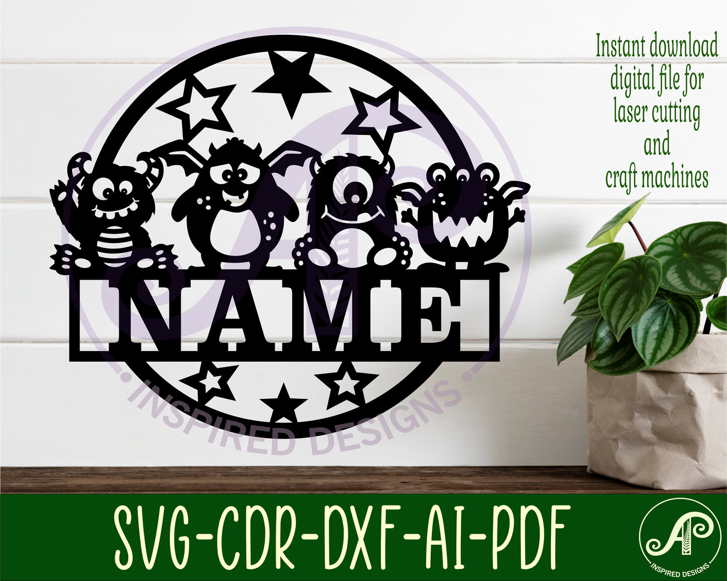 Monsters name wall sign. SVG / DXF / AI / PDF / CDR