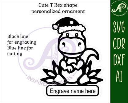 T Rex engraved ornament design SVG / DXF / AI