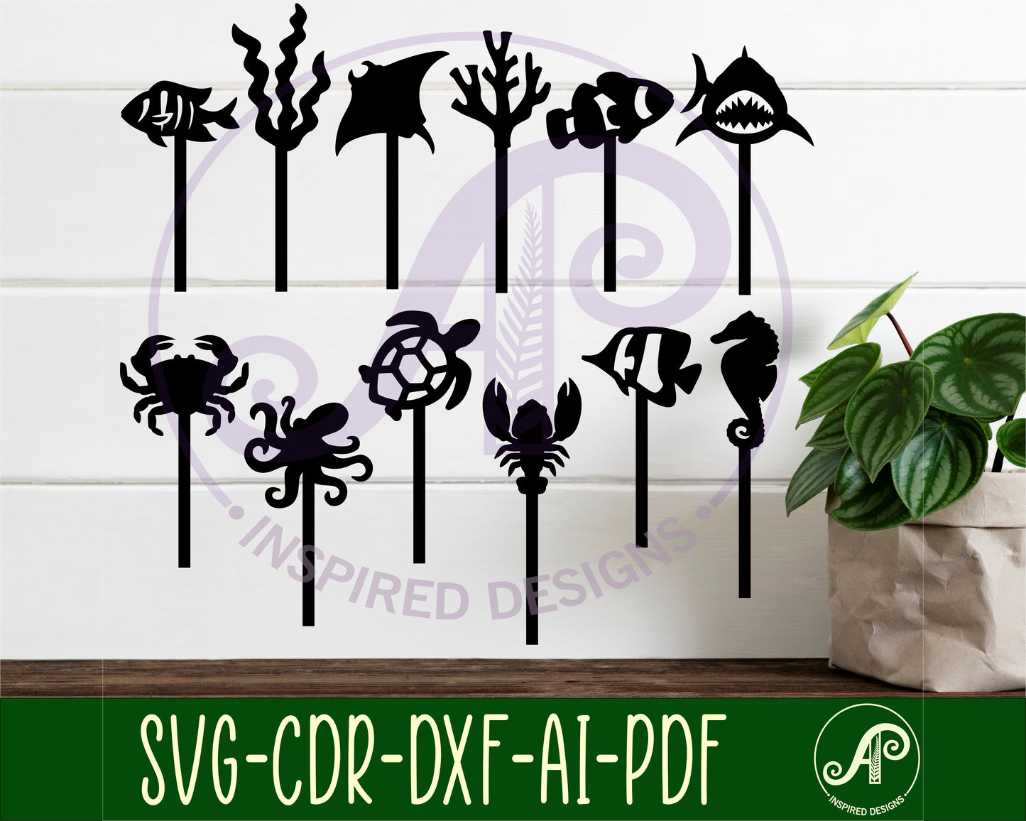 Ocean  cupcake topper design SVG / DXF / AI / PDF / CDR