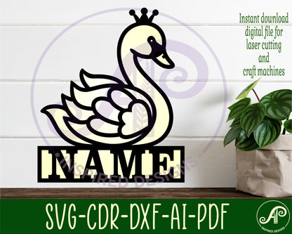 Swan design shape name sign SVG / DXF / AI / PDF / CDR